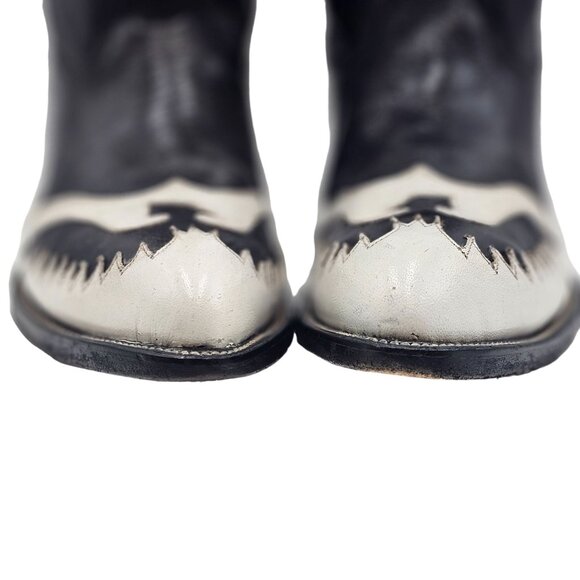 Custom Eagle Phoenix Cowboy Boots Black and White Leather Men 11 Western - Picture 12 of 14